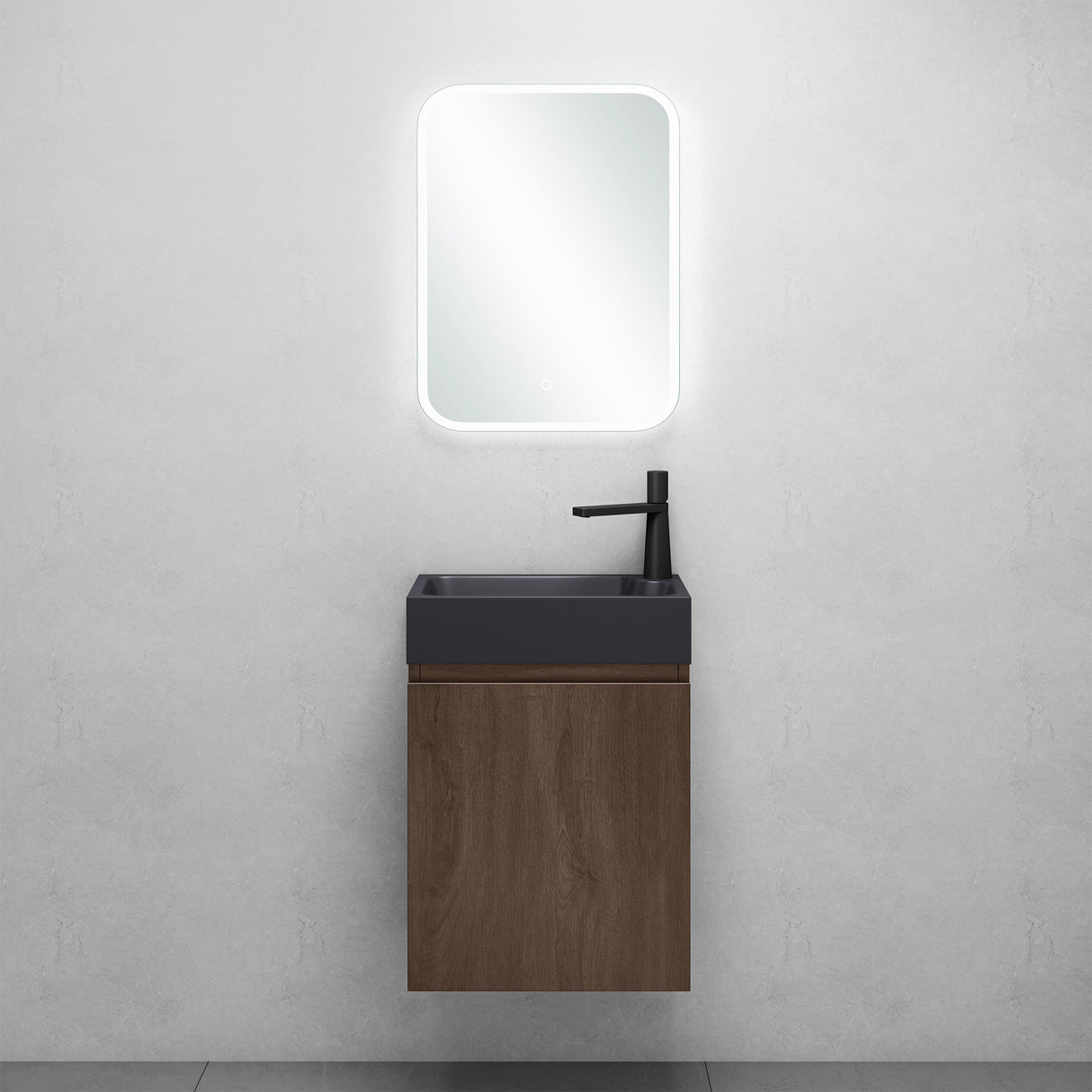 conjunto de muebles de baño glasvilla compuesto por lavabo en antracita mate y mueble bajo lavabo BTH: 46x26x63cm Pisa02