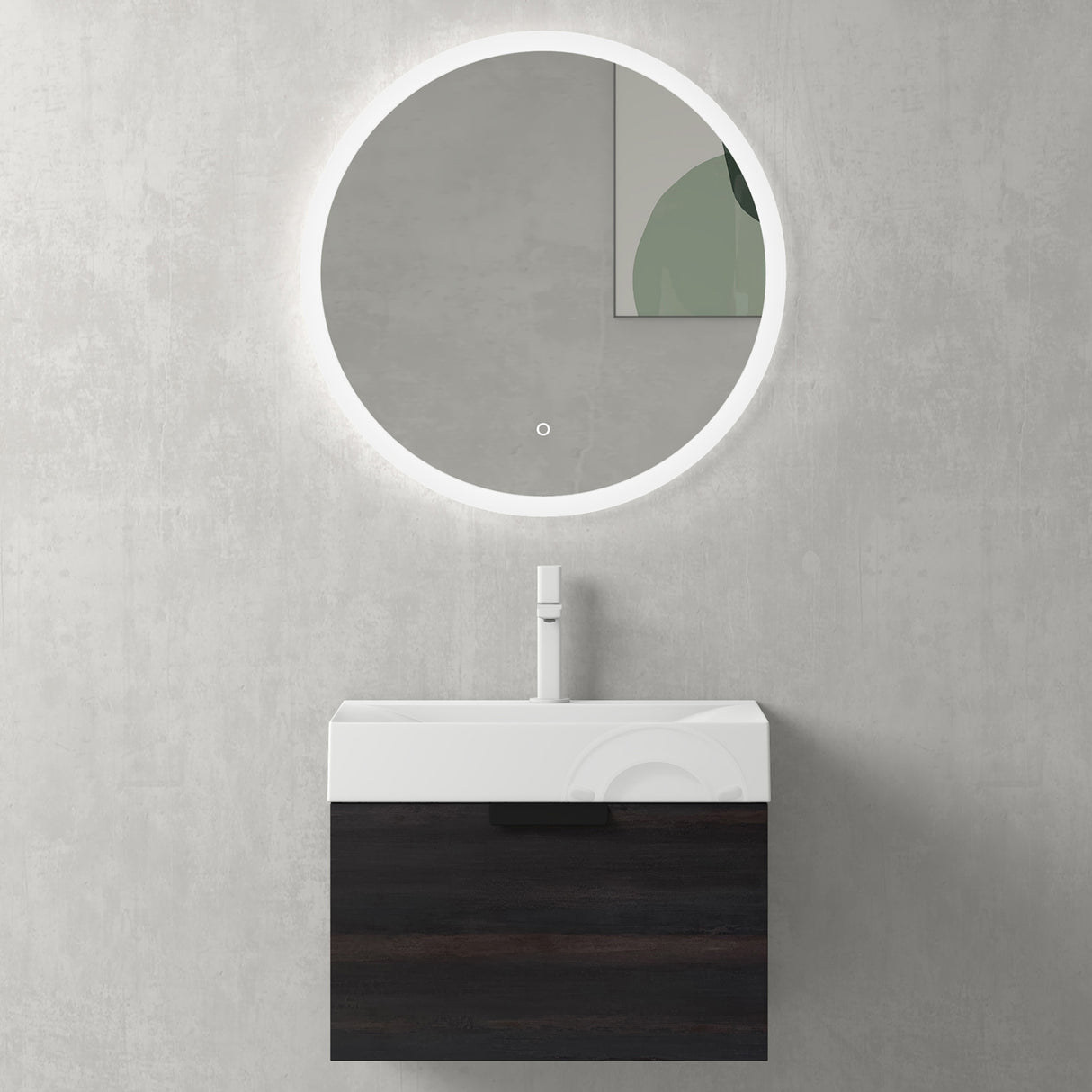 glasvilla Mobile Bagno Sospeso, Mobile da Bagno con Cassetto a Chiusura Soft-Close Include Lavabo, Lonato