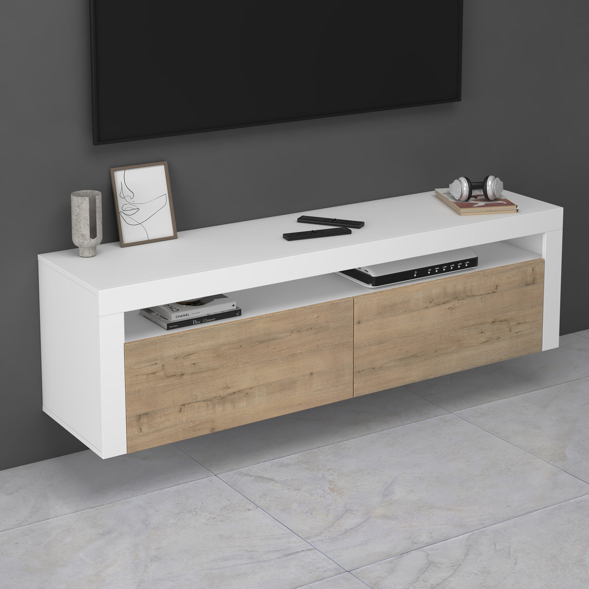 glasvilla Mobile TV per Televisore 160x40x46cm Armadietto per TV con 2 Ante Armadietto Basso Soft-close per Soggiorno, Sala da Pranzo, Camera da Letto Fernsehschrank01