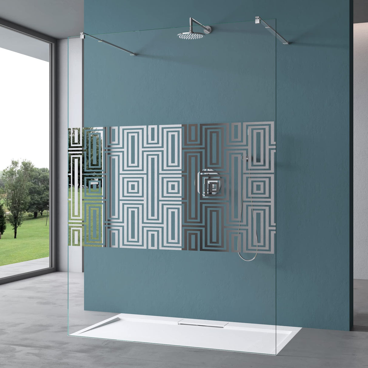 glasvilla Duschwand Duschabtrennung 2 Haltestange für Walk-In Dusche 10mm ESG-Sicherheitsglas mit Nanobeschichtung Rechteckiger Stabilisator Bremen02+2