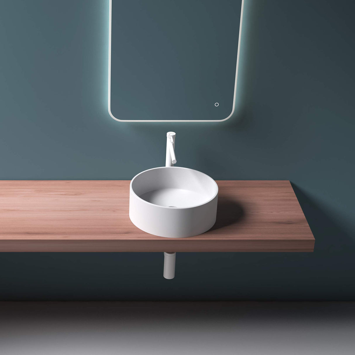 glasvilla 40x40x15cm Waschbecken rund Col804 Aufsatzwaschbecken ohne Hahnloch und Überlauf