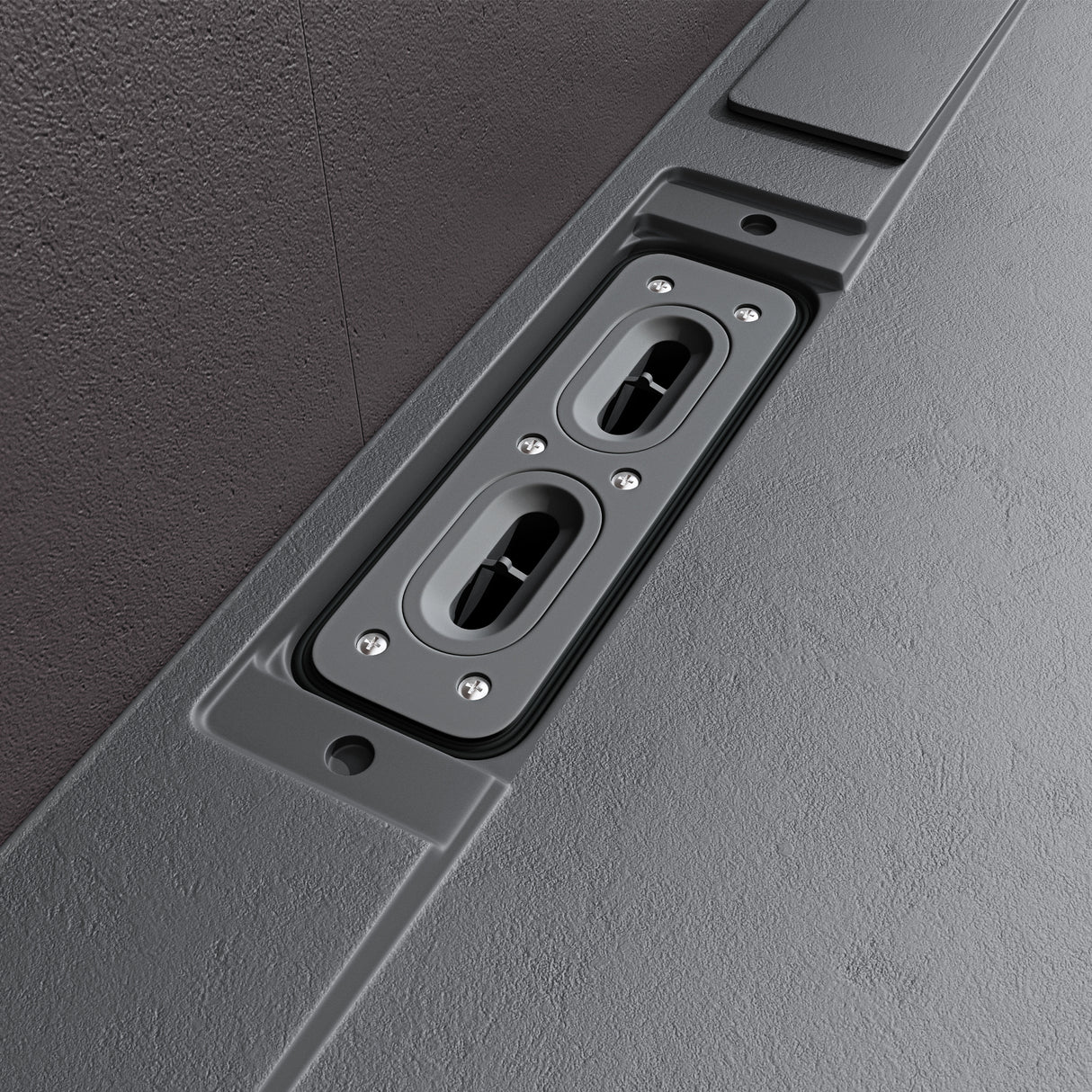 Receveur de douche Glasvilla pour cabine de douche, plat, rectangulaire, gris béton, en fonte minérale Lyra de haute qualité.