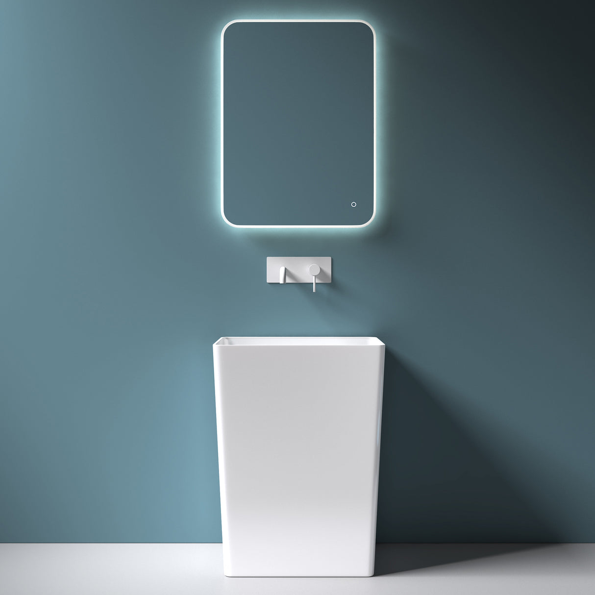 lavabo de diseño glasvilla freestanding Col36 blanco de mineral compuesto, BTH: 60x42x80cm