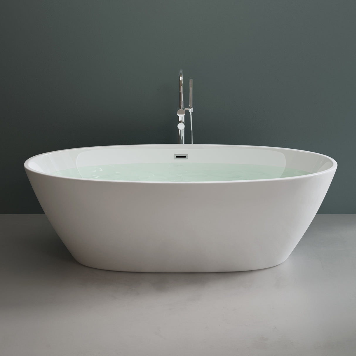 glasvilla Bañera Independiente Acrílico Ovalada Bañera de Acrílico de Pie incl. Kit de Drenaje Pop Up Blanco