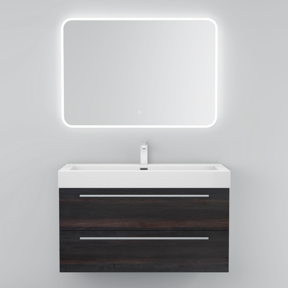 Ensemble de meubles de salle de bain Glasvilla comprenant un meuble-lavabo avec meuble bas et vasque en fonte minérale Quadratto