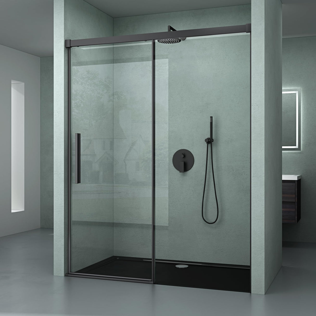 glasvilla Porte de Douche Porte de Niche Paroi de Douche Cabine de Douche Porte Coulissante Verre de Sécurité ESG 6mm Teramo12K