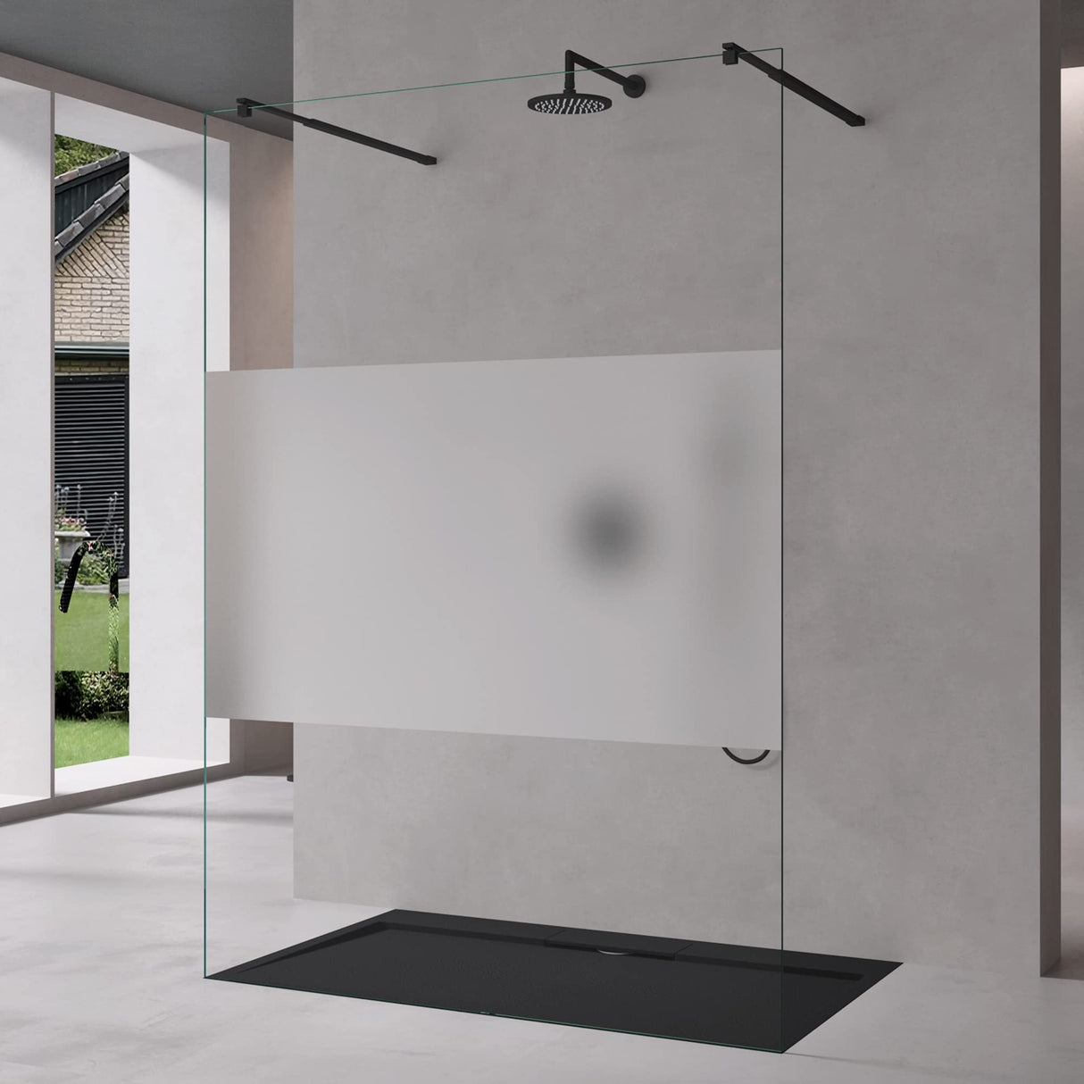 glasvilla Duschwand Duschabtrennung 2 Haltestange für Walk-In Dusche 10mm ESG-Sicherheitsglas mit Nanobeschichtung Rechteckiger Stabilisator Bremen02+2