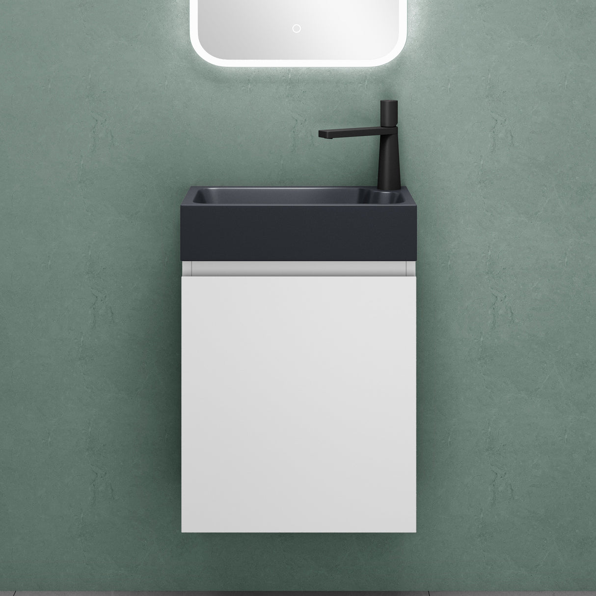 conjunto de muebles de baño glasvilla compuesto por lavabo en antracita mate y mueble bajo lavabo BTH: 46x26x63cm Pisa02