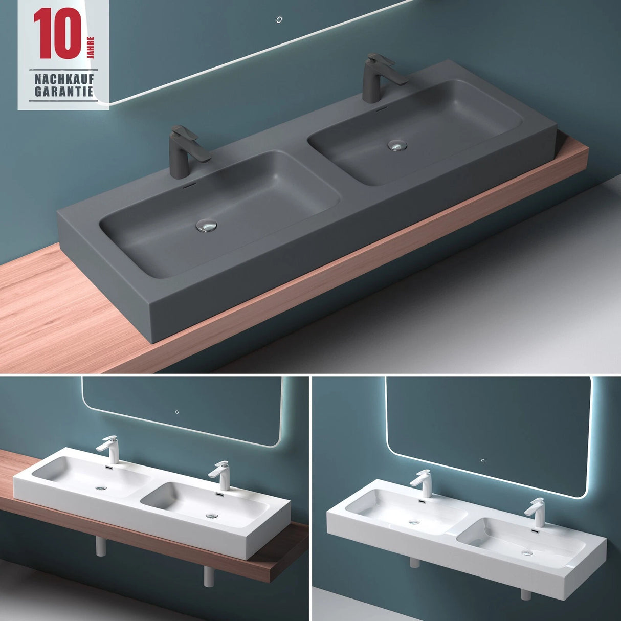 Glasvilla lavabo doppio lavabo da appoggio lavabo sospeso lavabo in ghisa minerale zona lavabo mobile lavabo Colossum830