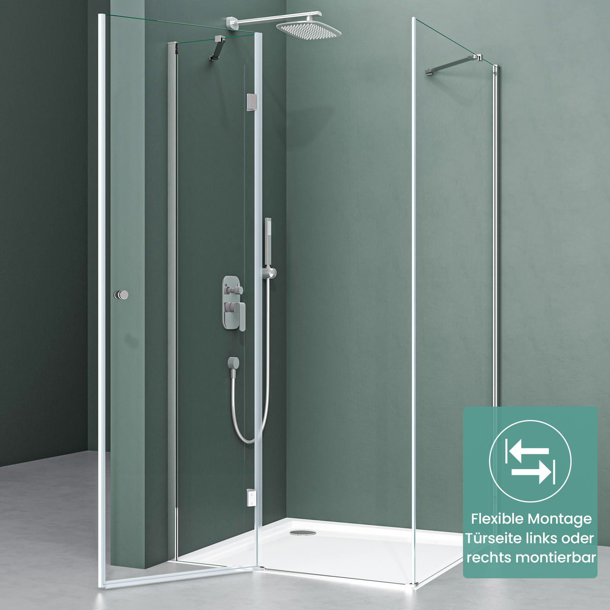 glasvilla Cabine de Douche en Verre de Sécurité 6mm avec Revêtement NANO Facile à Nettoyer Paroi de Douche Cloison de Douche R05K
