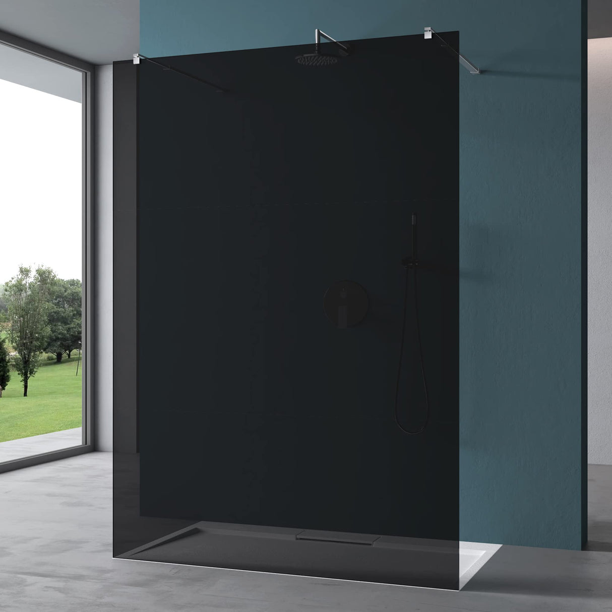 glasvilla Duschwand Duschabtrennung 2 Haltestange für Walk-In Dusche 10mm ESG-Sicherheitsglas mit Nanobeschichtung Rechteckiger Stabilisator Bremen02+2