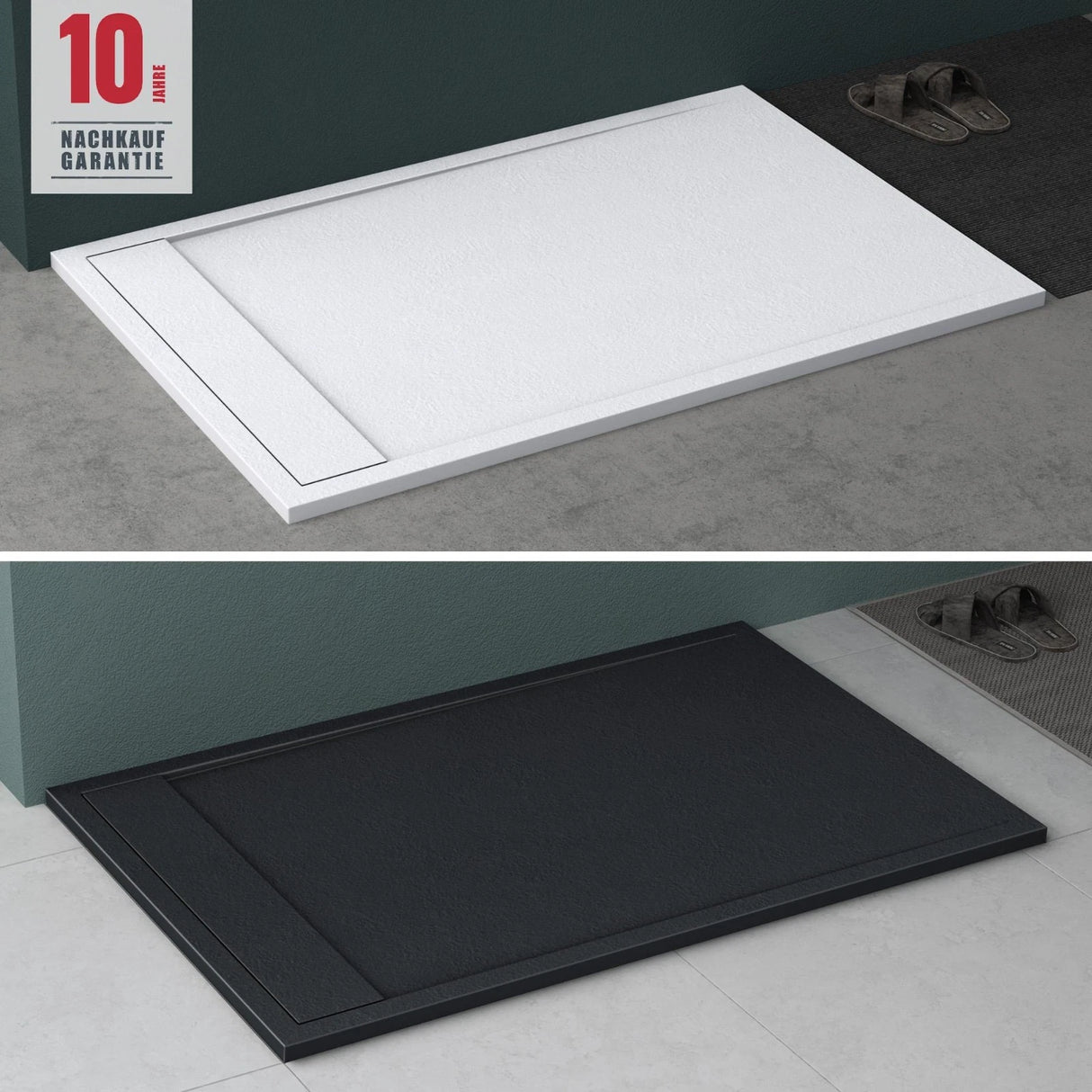 glasvilla Piatto Doccia in Pietra Artificiale, Piatto Doccia con Attacco DIN, Altezza 3CM, Geoma10