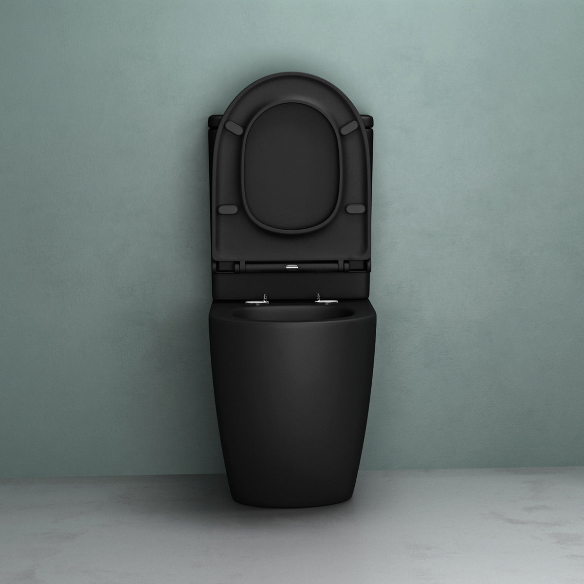 glasvilla Stand WC mit Spülkasten spülrandloses-WC bodenstehende-Toilette aus Keramik, weiß/matt schwarz 36x63x82cm, mit Absenkautomatik, inkl. Spülkasten, Stand179T