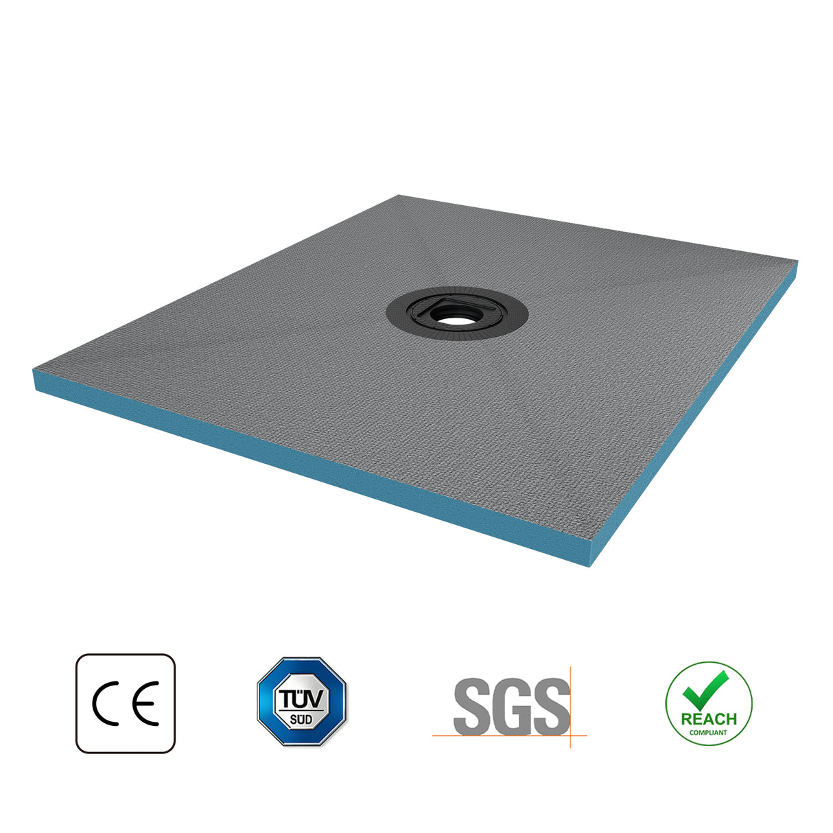 Élément de douche Glasvilla, panneau de douche carrelable, éléments de douche avec caniveaux, receveur de douche affleurant le sol, panneau XPS incliné