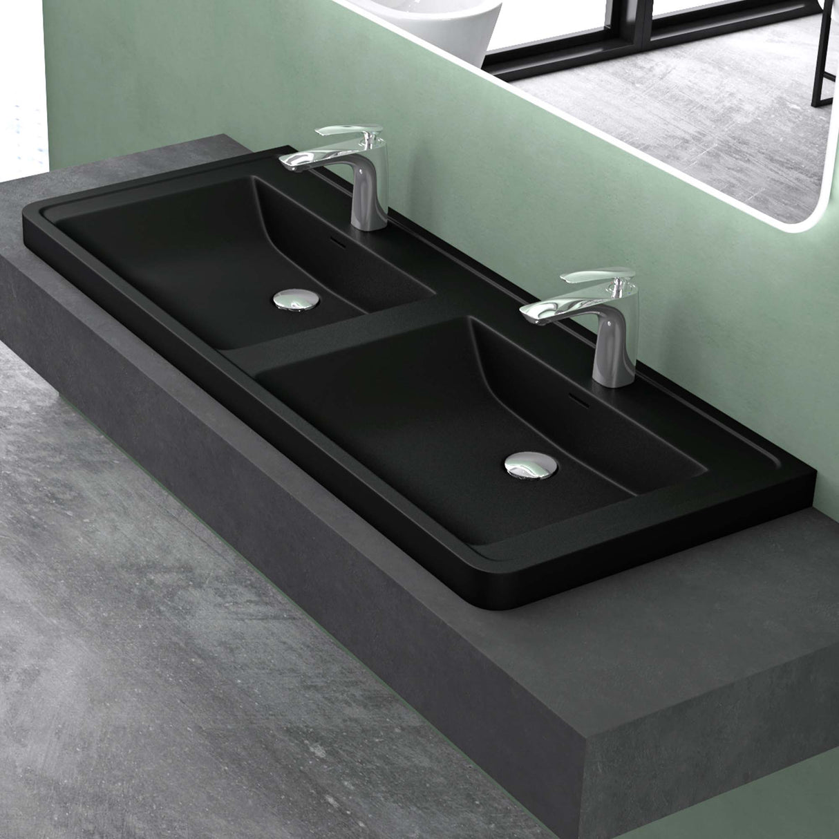 glasvilla Lavabo Lavabo empotrado Cuenca rectangular de mineral con desbordamiento Col8