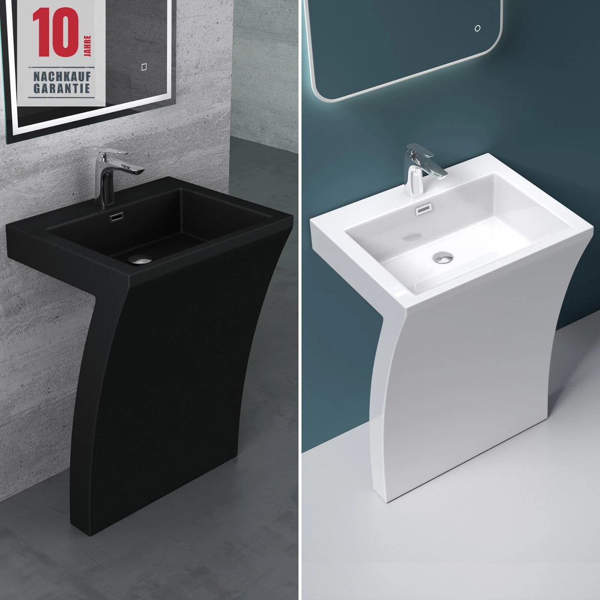 glasvilla Lavandino a Colonna Lavandino su Piedistallo per Bagni da Marmo Fuso, Lavabo a Colonna con un Foro per la Rubinetteria, Colossum07