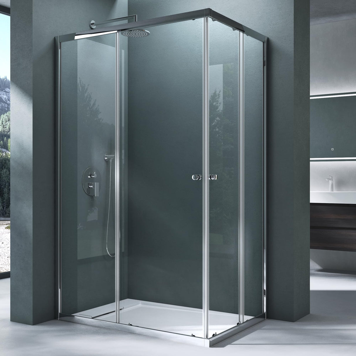 Mai & Mai Box Doccia in Vetro, Box Doccia a Soffietto Cabina Bagno in Vetro con Doppie Porte Scorrevoli Box Cabina Doccia Angolare Ravenna16k