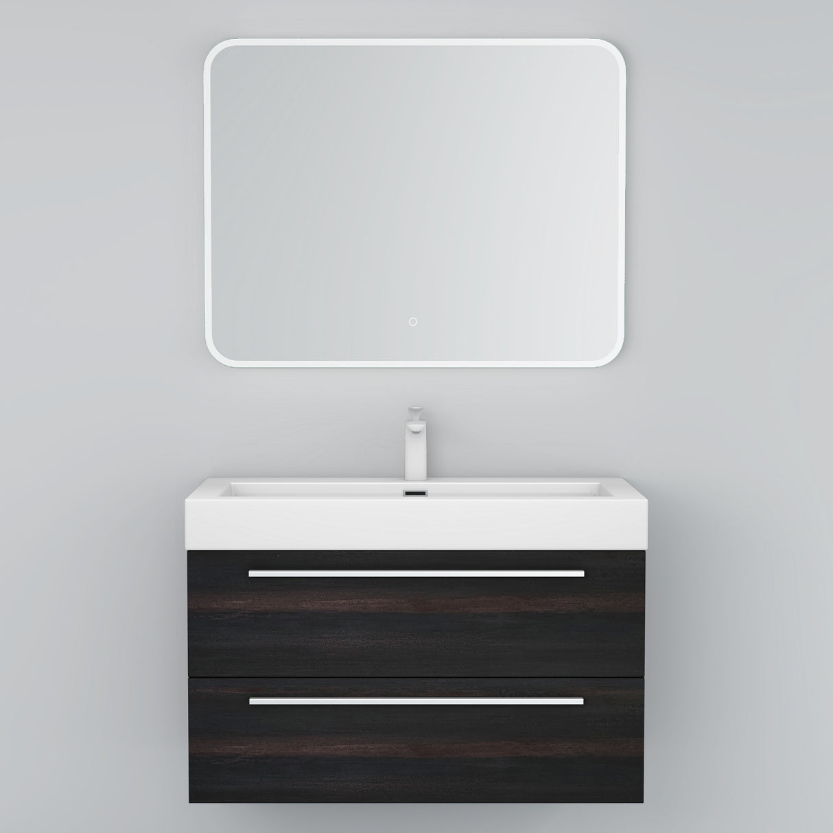 Ensemble de meubles de salle de bain Glasvilla comprenant un meuble-lavabo avec meuble bas et vasque en fonte minérale Quadratto