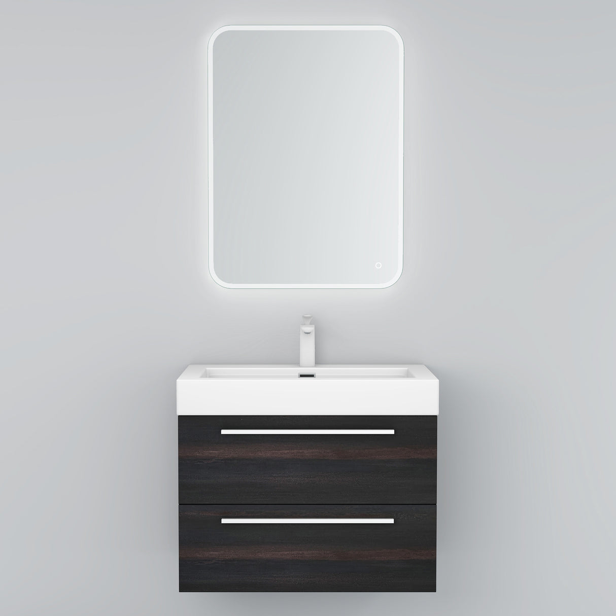 Ensemble de meubles de salle de bain Glasvilla comprenant un meuble-lavabo avec meuble bas et vasque en fonte minérale Quadratto