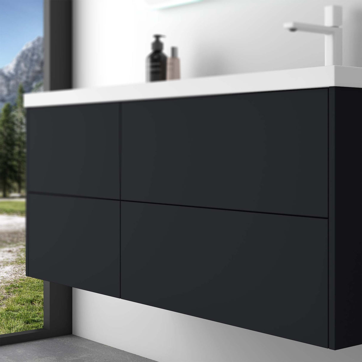 glasvilla Badmöbelset 120cm Waschbeckenunterschrank Waschtisch mit Unterschrank Soft-Close 4 Schubladen Badezimmermöbel Moment