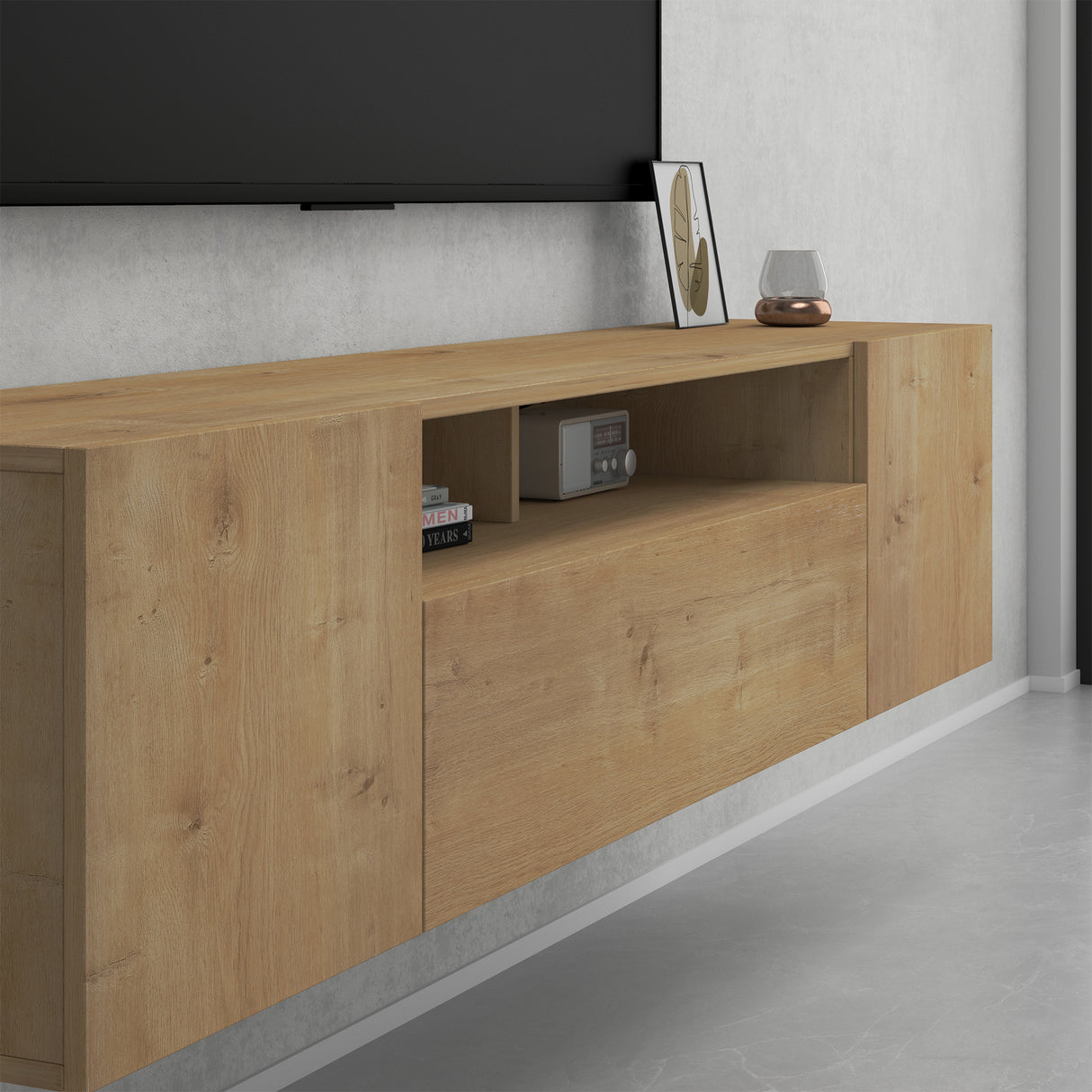 glasvilla Mobile TV per Televisore con 3 Ante Armadietto Basso Soft-close per Soggiorno, Sala da Pranzo, Camera da Letto Fernsehschrank03