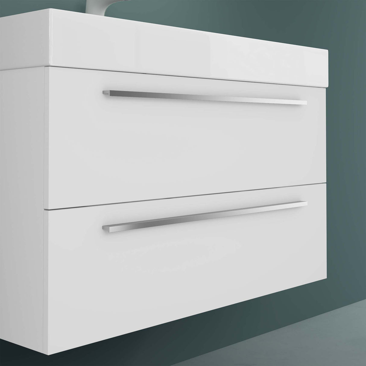 Ensemble de meubles de salle de bain Glasvilla comprenant un meuble-lavabo avec meuble bas et vasque en fonte minérale Quadratto