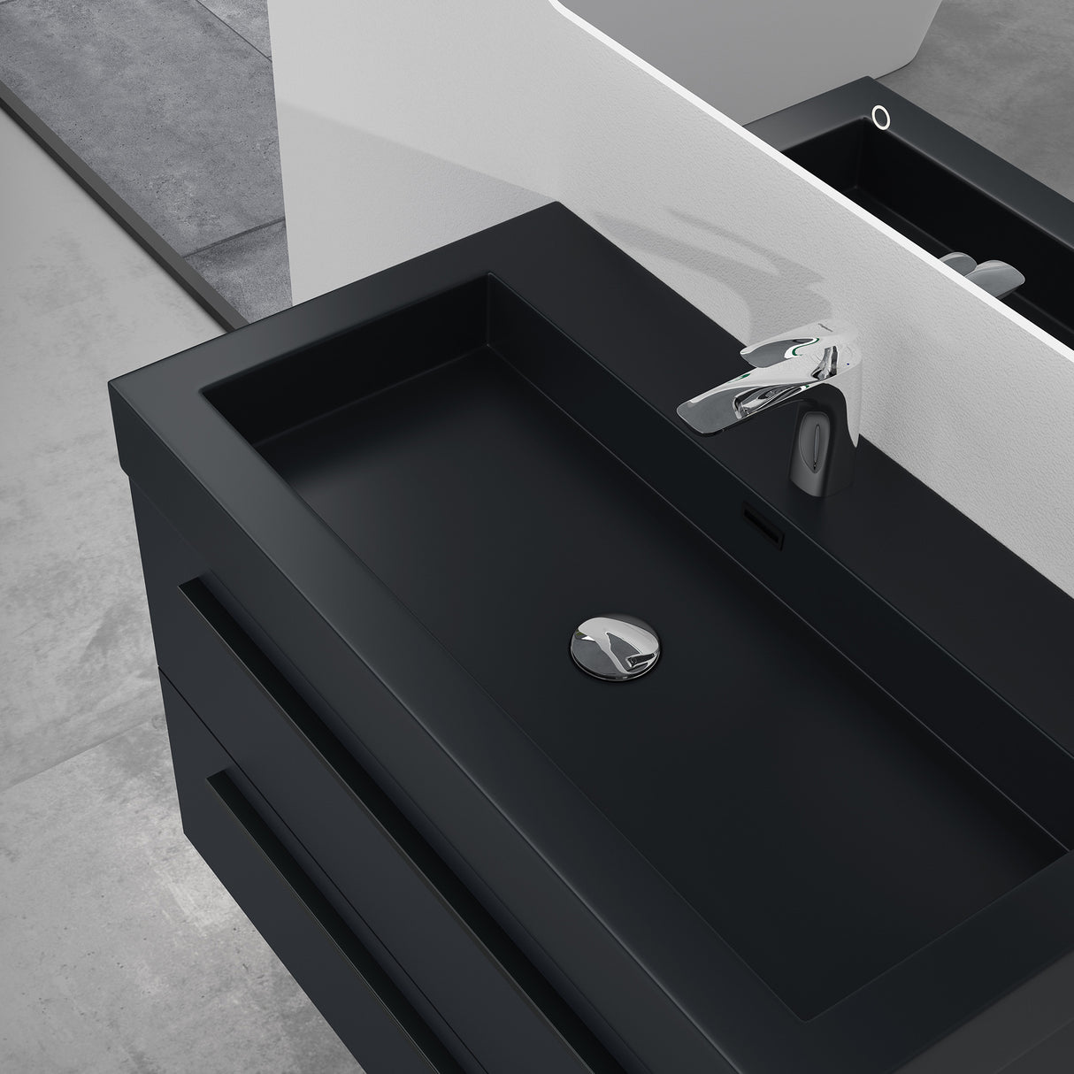 glasvilla Mobile Bagno Sospeso con Lavabo Mobiletto per Bagno con Lavabo in Antracite da Minerale Fuso Quadratto