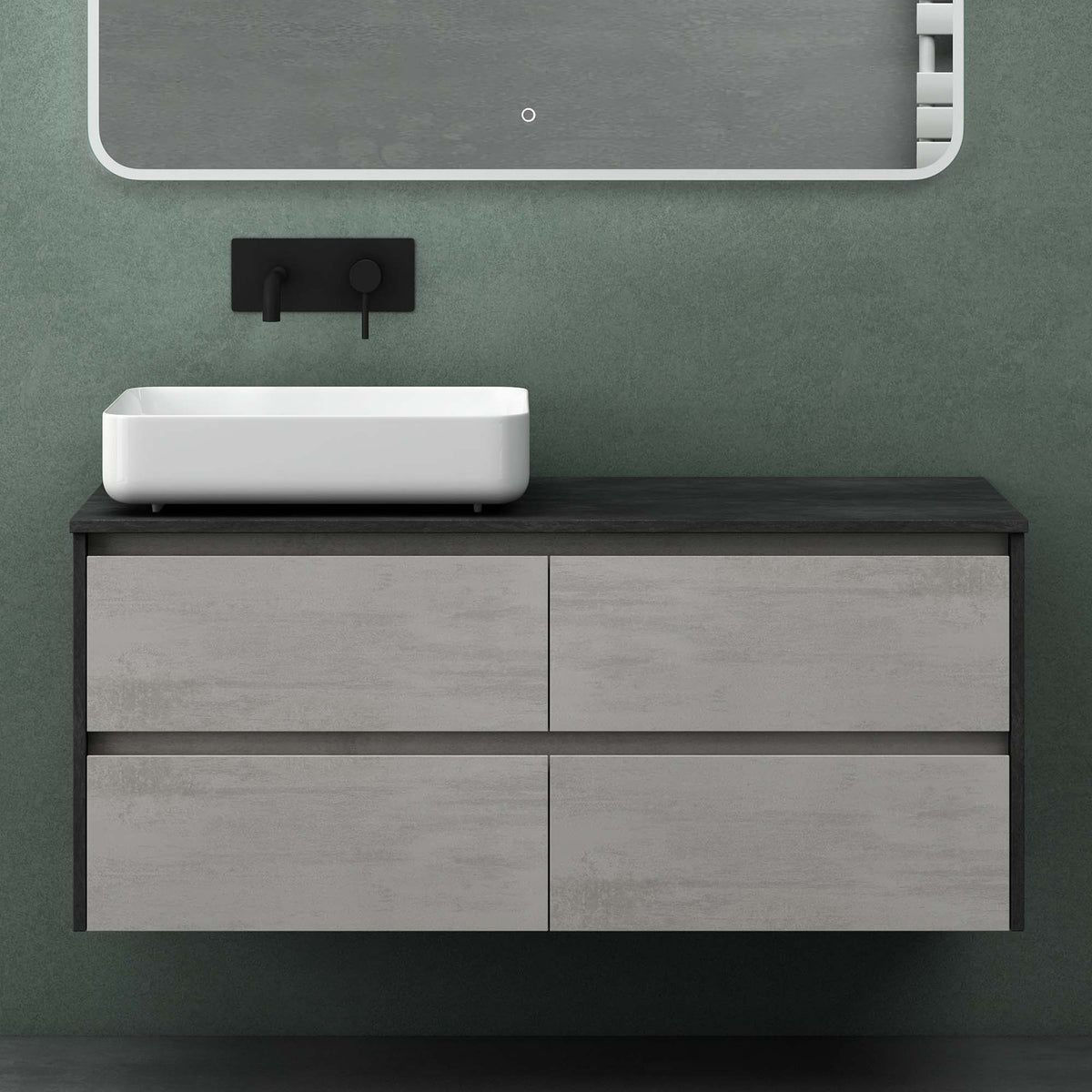 Set di mobili da bagno Glasvilla, mobile lavabo con 2 cassetti, lavabo normale incluso