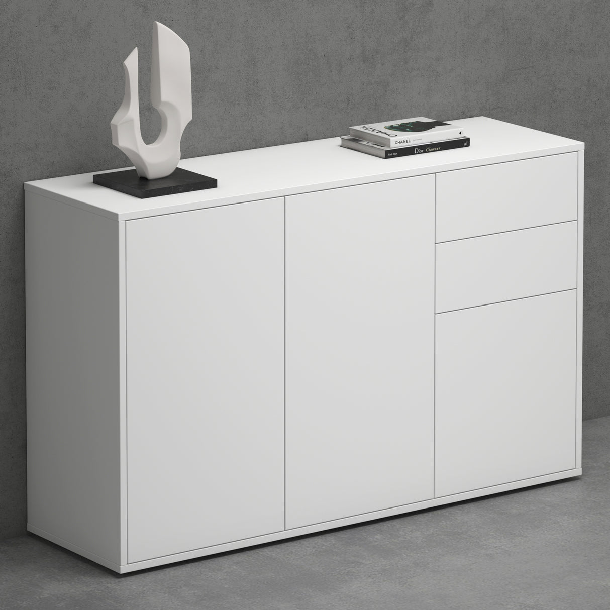 glasvilla Mobile Contenitore con 2 Ante e 2 Cassetti Mobiletto Bagno per Soggiorno, Sala da Pranzo, Camera da Letto Schrank05