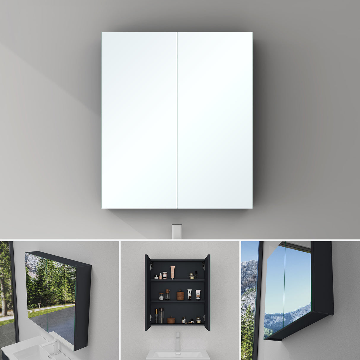 glasvilla Spiegelschrank con puertas de espejo armario de baño armario colgante espejo de baño Spiegelschrank-02