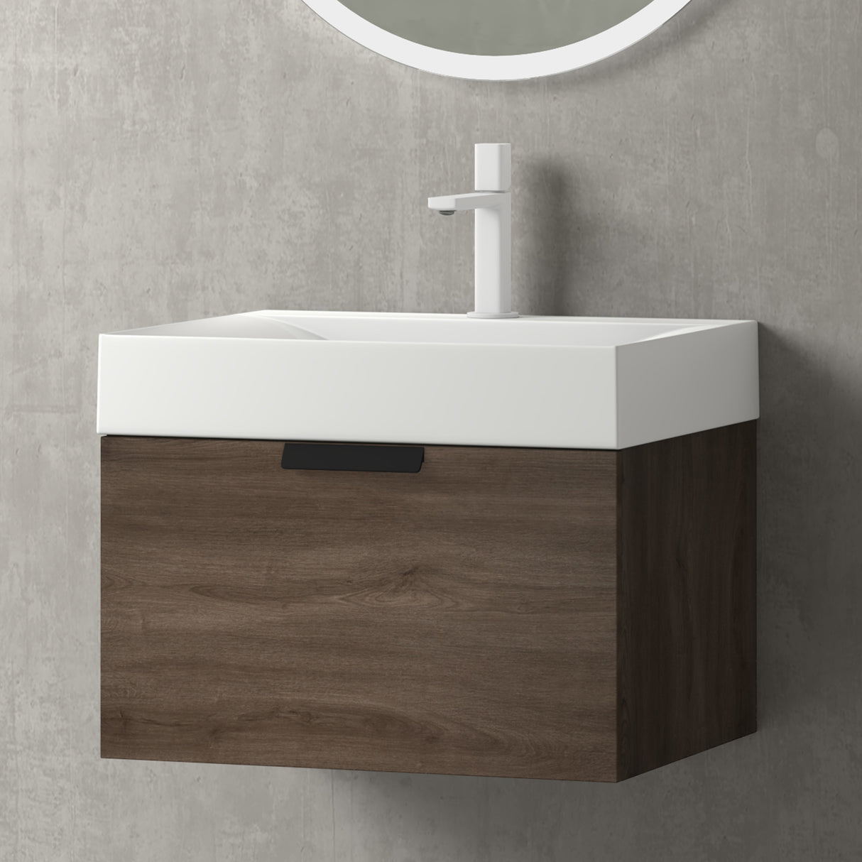 glasvilla Mobile Bagno Sospeso, Mobile da Bagno con Cassetto a Chiusura Soft-Close Include Lavabo, Lonato