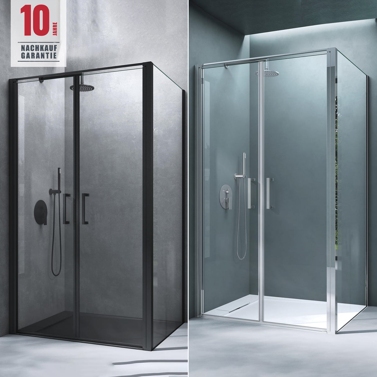 glasvilla Box Doccia in Vetro 8 mm Cabina Bagno Cromo e Nero con Porte Girevole Cabina Doccia in Vetro di Sicurezza ESG con Rivestimento Nano Ravenna66K