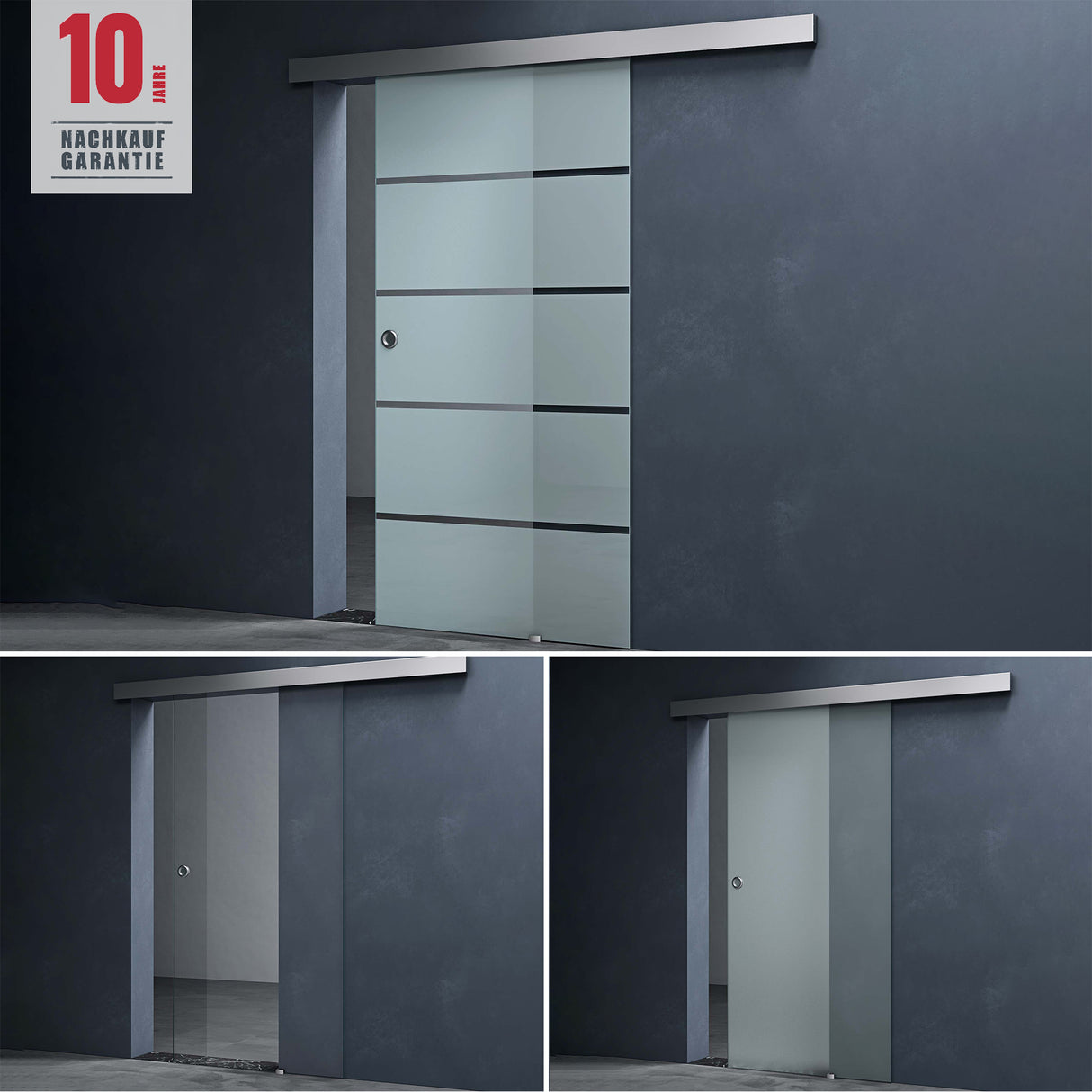 glasvilla Porta Scorrevole in Vetro 8mm, Porta Scorrevole in Vetro di Sicurezza ESG con Maniglia per Bagno Cucina Studio Ufficio, Altezza 2050 mm, Amalfi