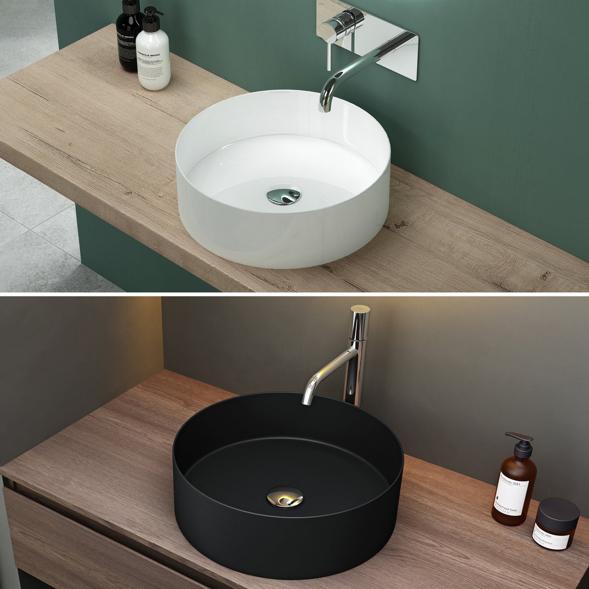 Lavabo de Encimera Redondo Glasvilla Design Brüssel203 Cerámica con Recubrimiento Nano