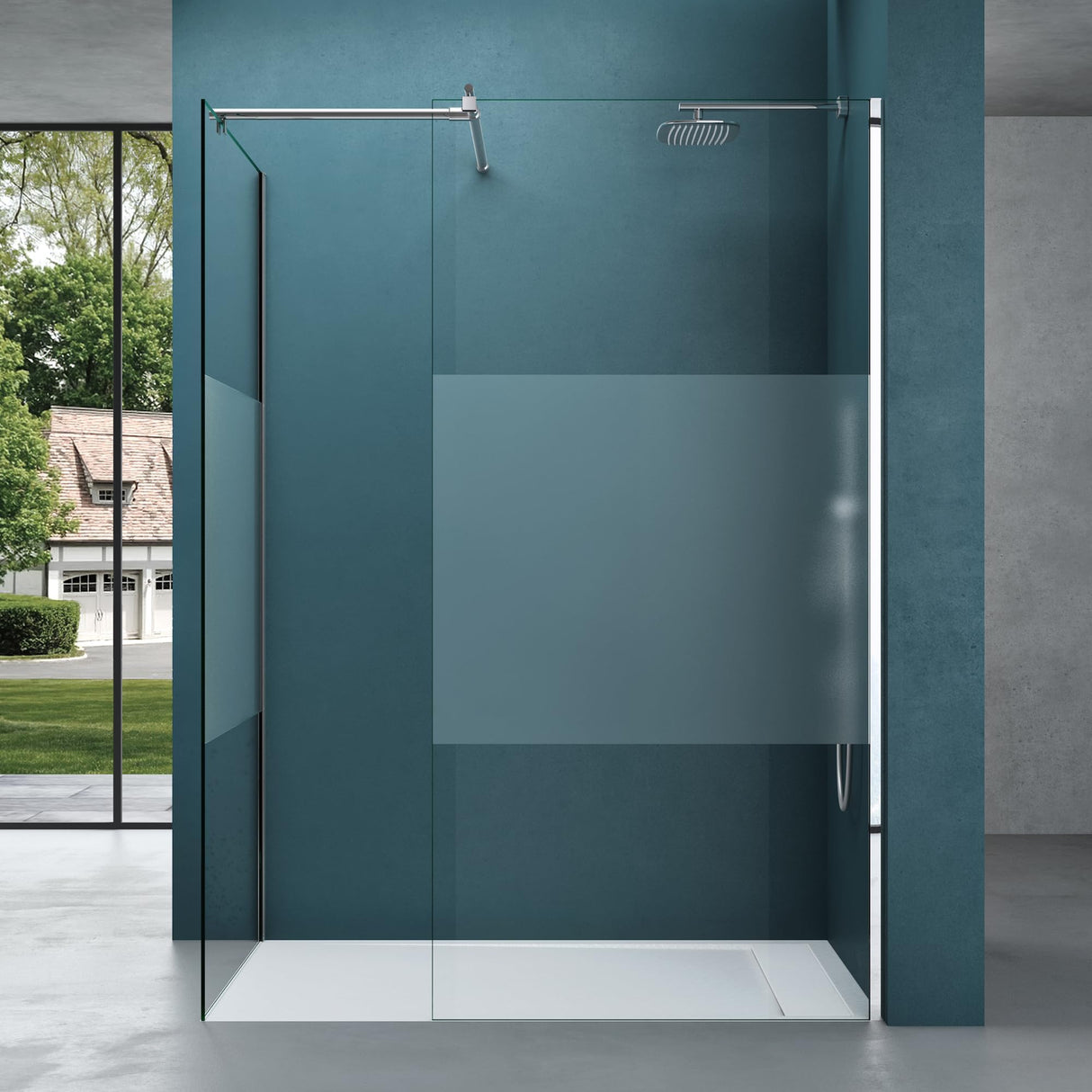 Paroi de douche Glasvilla, cabine de douche avec 2 panneaux latéraux fixes, verre trempé de sécurité 8 mm, douche à l'italienne, verre clair, nano-revêtement, Bremen01K/MS-T