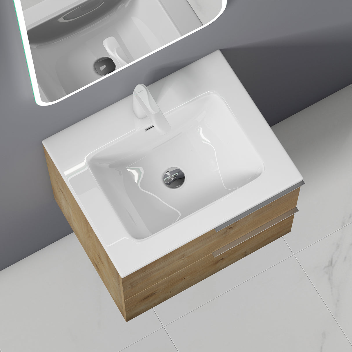 glasvilla Badmöbelset Unterschrank con lavabo mueble de baño 2 cajones lavabo mueble de baño Paestum