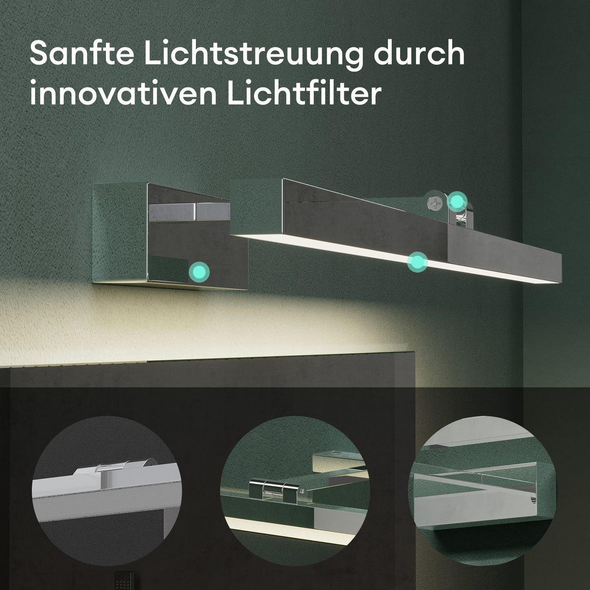glasvilla Lampada da Specchio LED per Bagno | Lampada a Specchio 4000K, Illuminazione da Parete Ruotabile di 180° 9W Strahlenschön