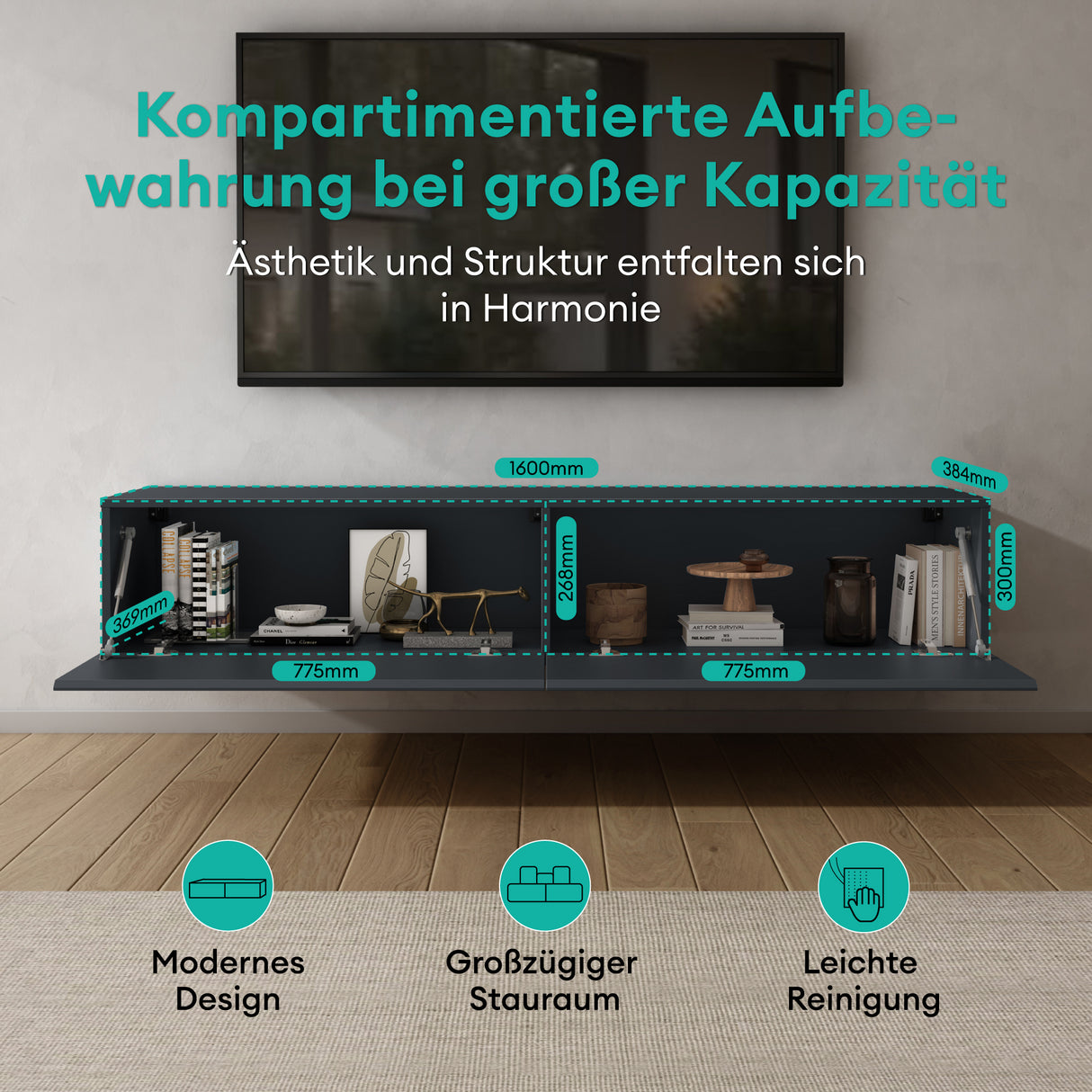 glasvilla mesa de televisión mueble de televisión armario con asa oculta y cierre suave mueble bajo armario colgante para sala de estar mueble de televisión02