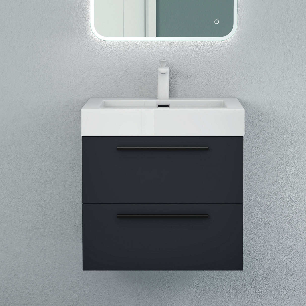 Ensemble de meubles de salle de bain Glasvilla comprenant un meuble-lavabo avec meuble bas et vasque en fonte minérale Quadratto