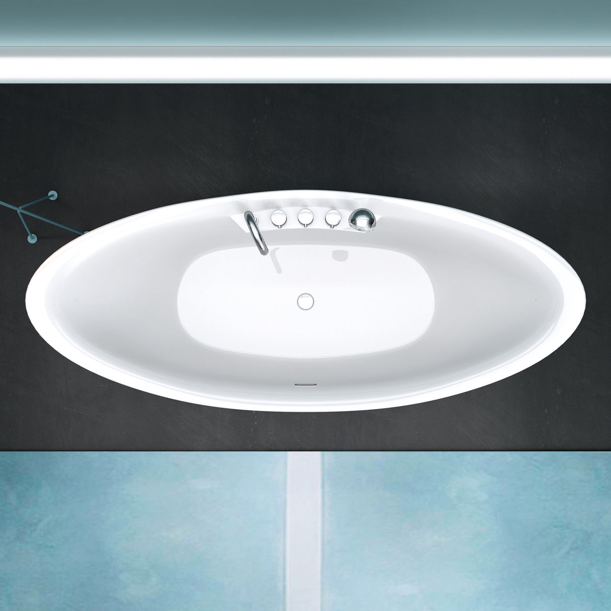 glasvilla Bañera Independiente Rectangular Acrílico Sanitario con Grifería Bañera de Pie