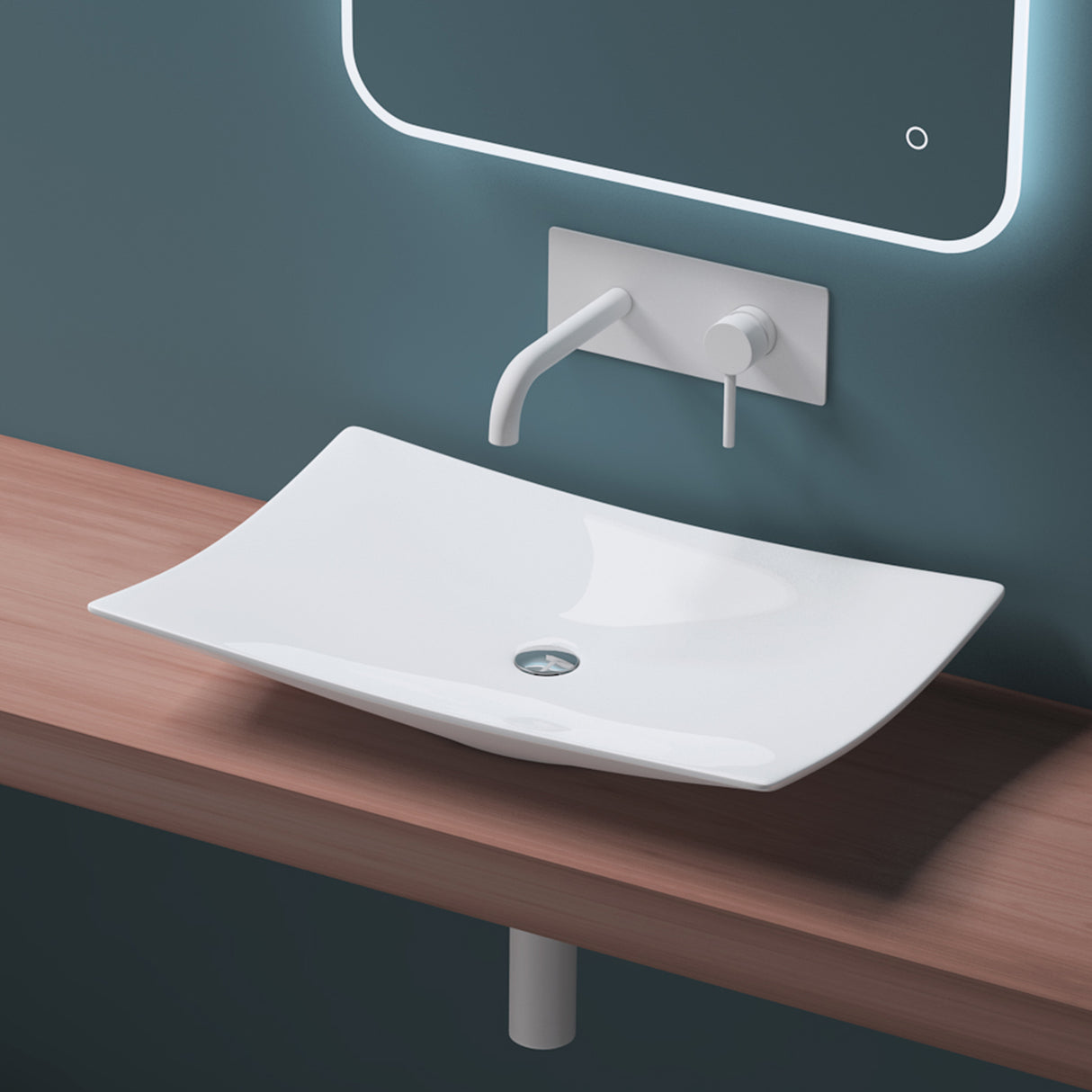 glasvilla Lavabo da Appoggio in Ceramica Lavandino Bagno Bianco Nano Rivestimenti inclusi Brüssel5096