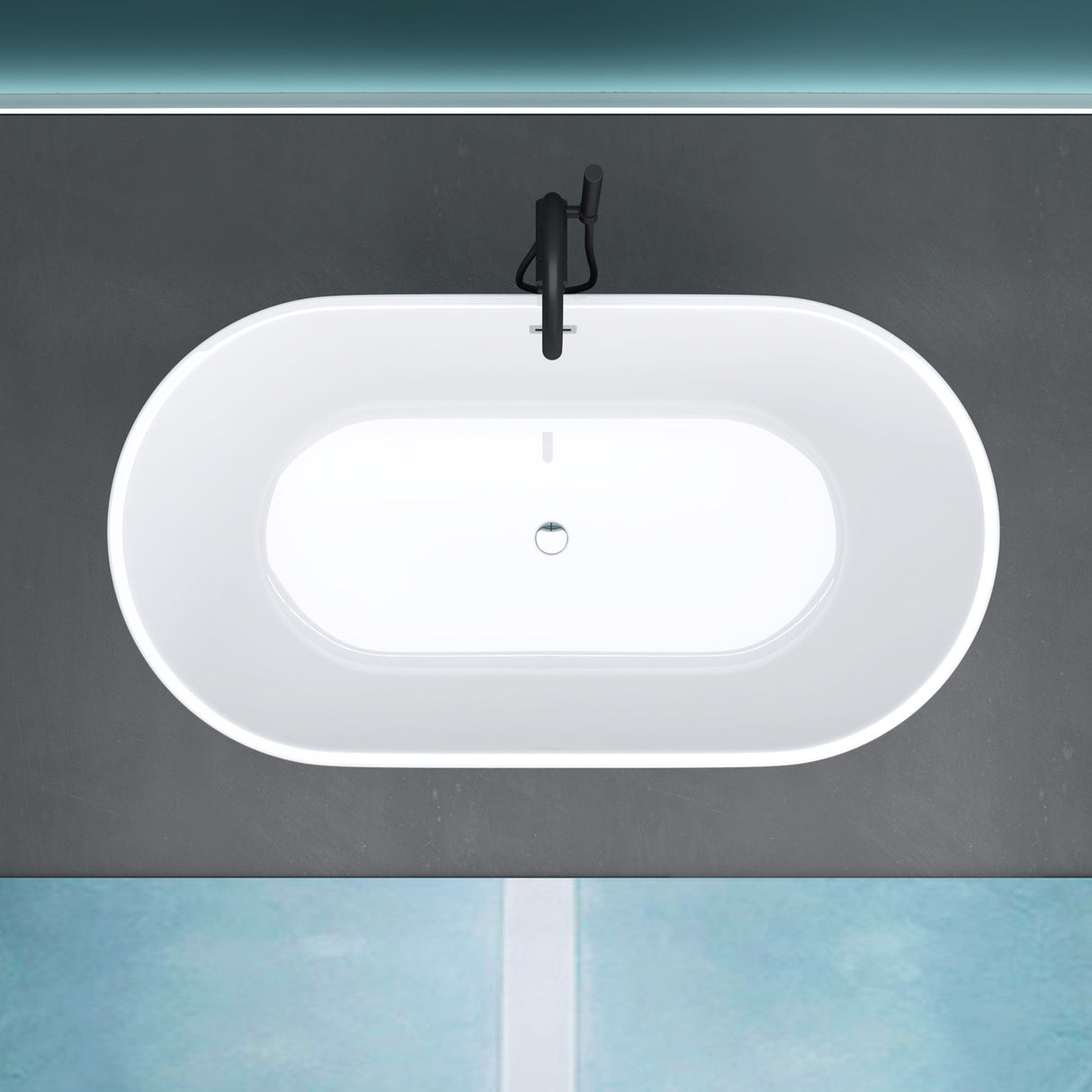 glasvilla Bañera Independiente Acrílico Ovalada Bañera de Acrílico de Pie incl. Kit de Drenaje Pop Up Blanco