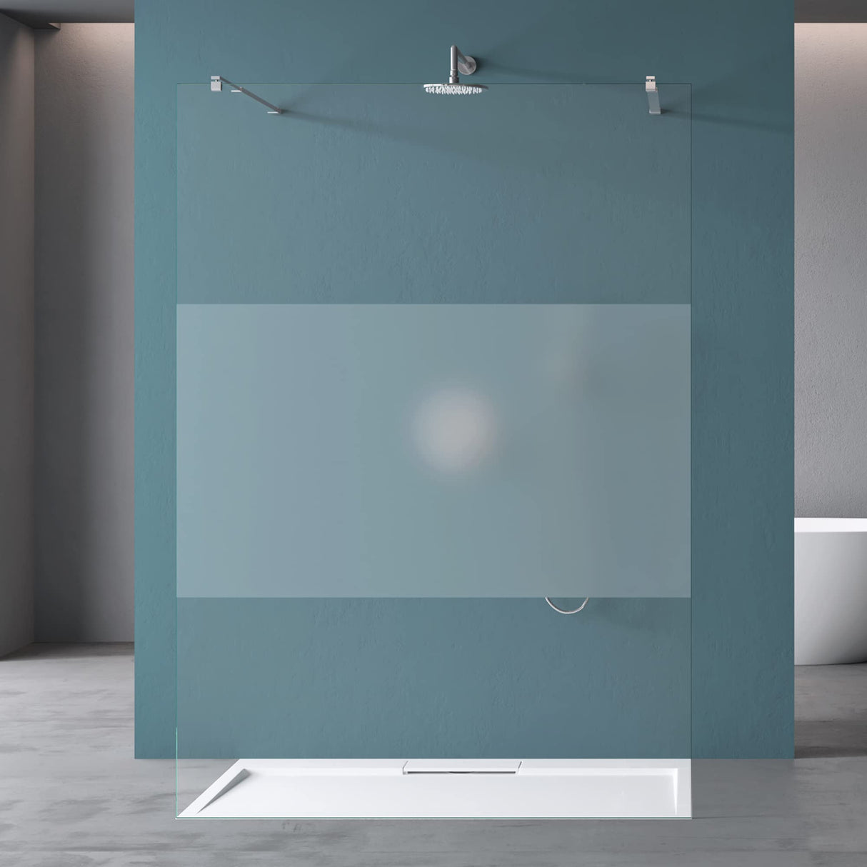 glasvilla Duschwand Duschabtrennung 2 Haltestange für Walk-In Dusche 10mm ESG-Sicherheitsglas mit Nanobeschichtung Rechteckiger Stabilisator Bremen02+2