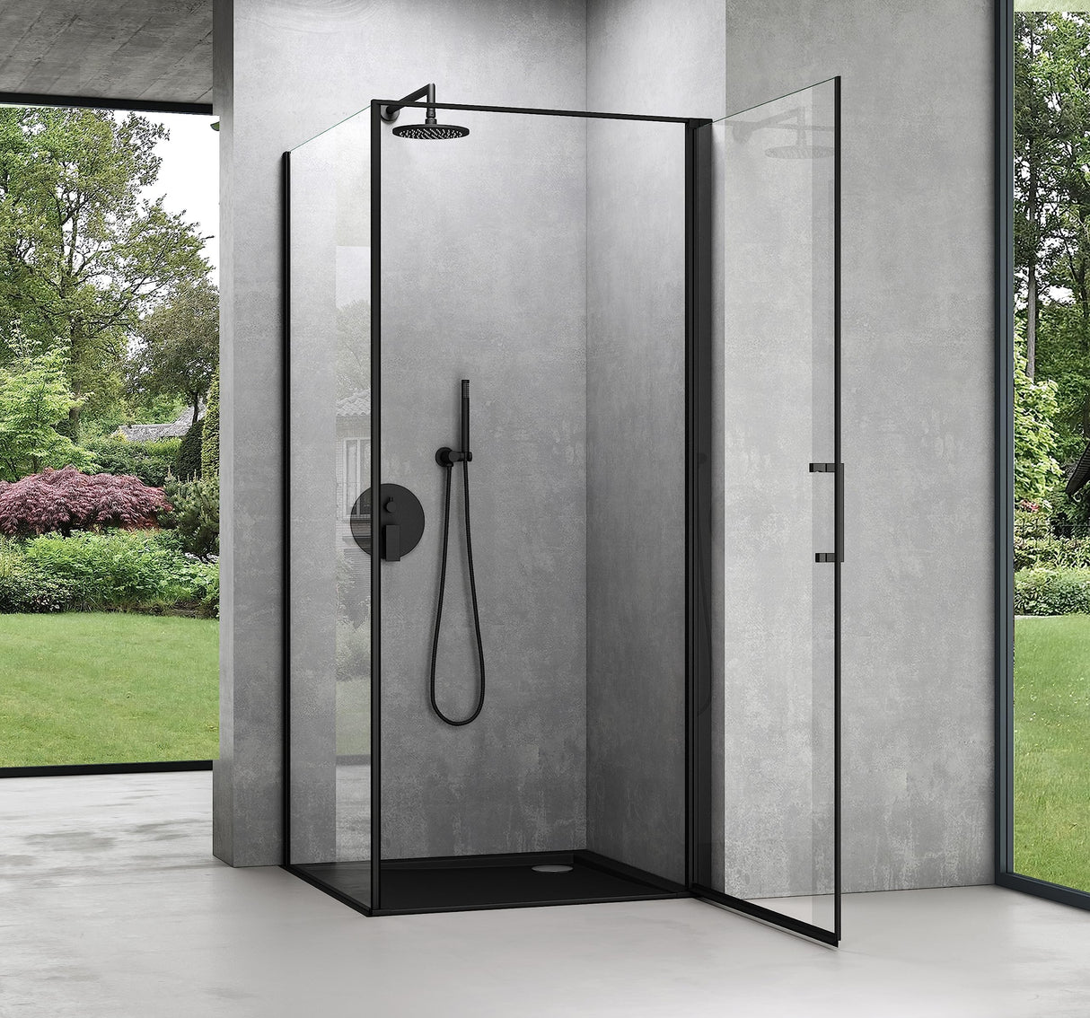 cabina de ducha glasvilla mecanismo de elevación y descenso 8mm vidrio de seguridad ESG recubrimiento nano Rav36-Plus negro