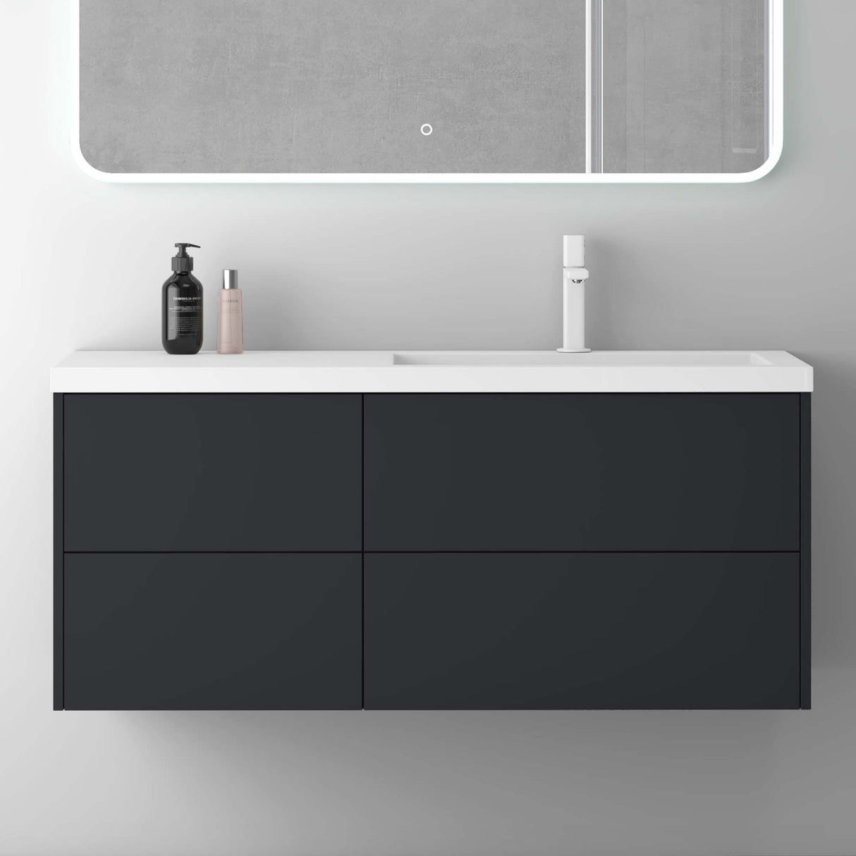 glasvilla Badmöbelset 120cm Waschbeckenunterschrank Waschtisch mit Unterschrank Soft-Close 4 Schubladen Badezimmermöbel Moment