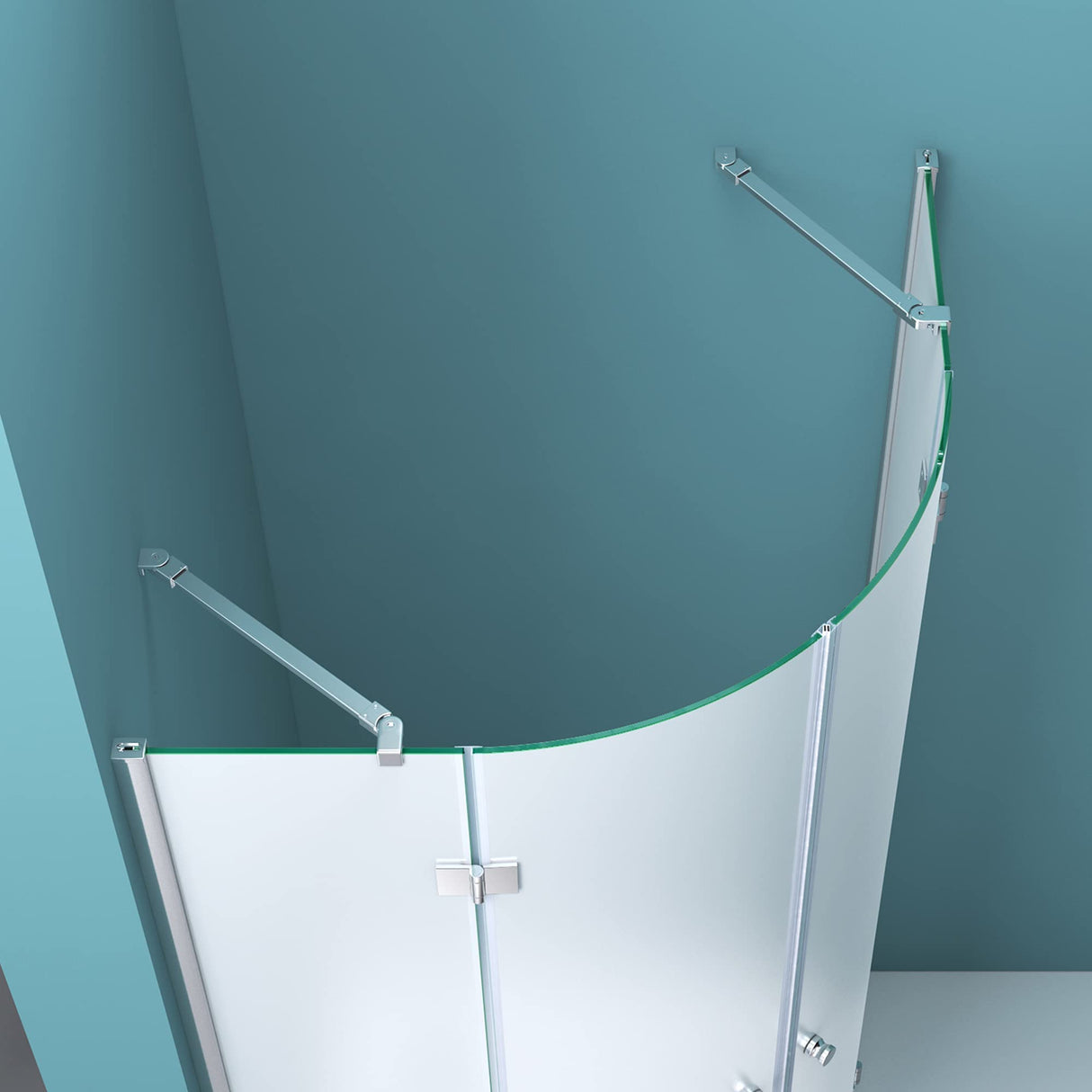 glasvilla Viertelkreis Duschkabine Milchglas Runddusche Duschabtrennung 2 Pendeltüren 6mm ESG-Sicherheitsglas Nano-Beschichtung Ravenna02K+VS