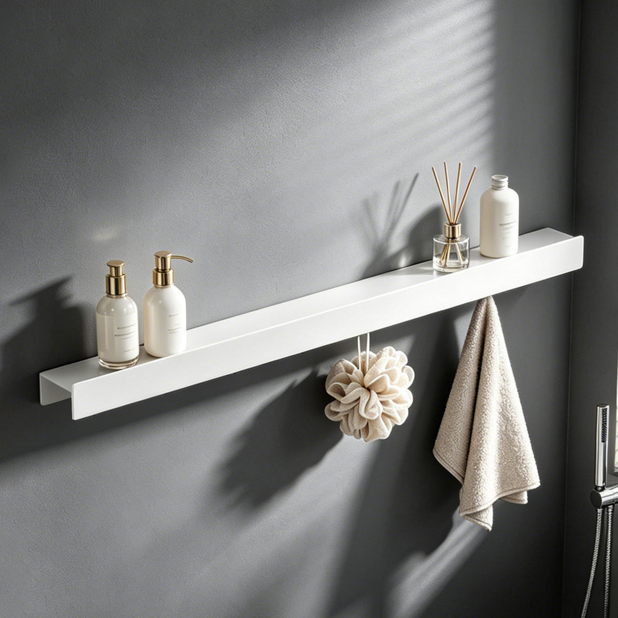 glasvilla Wandgarderobe mit Ablage und 8 Haken, Garderobenleiste mit versteckten Kleiderhaken, Kleiderstange Wandmontage Stalo-11