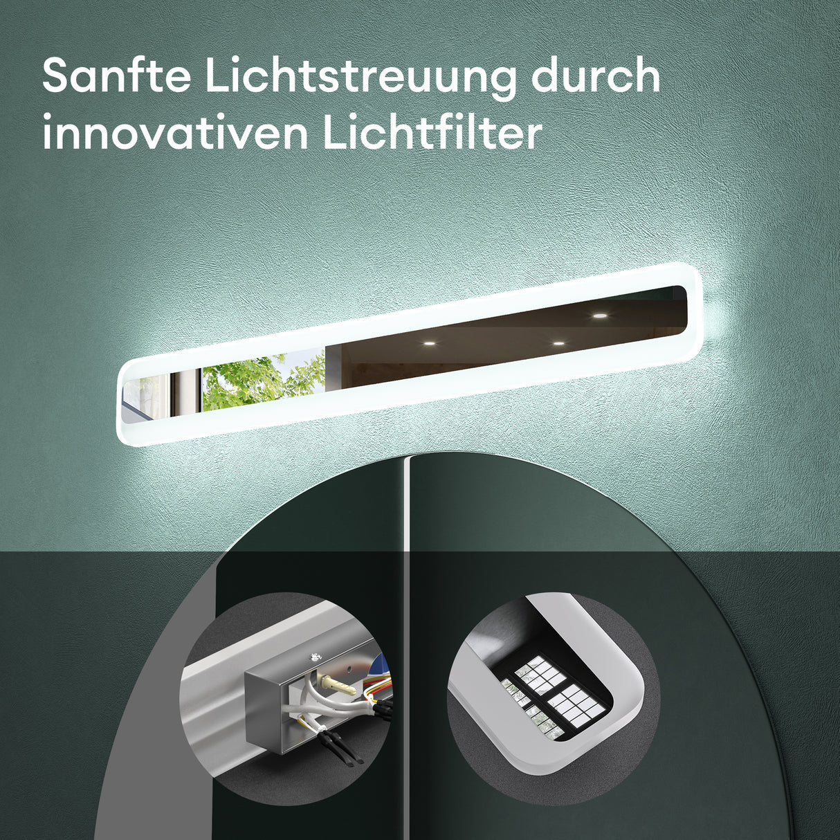 glasvilla Lampada da Specchio LED per Bagno | Lampada a Specchio 3000-6000K, Illuminazione da Parete 14W con 3 Temperature di Colore per Trucco LumaRay