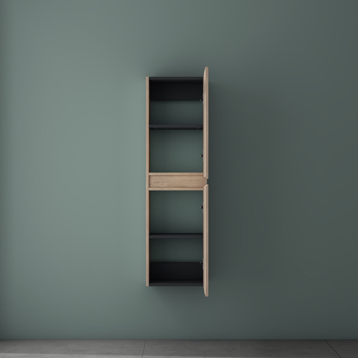Glasvilla Verona – Armario auxiliar de baño suspendido con 2 puertas y 4 compartimentos (35×20×120 cm)