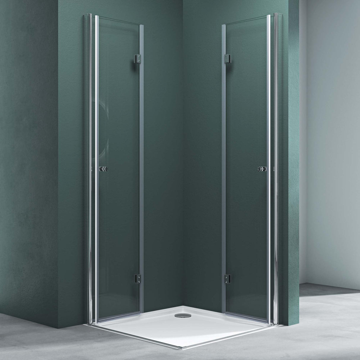 glasvilla Duschkabine Puerta Plegable 180° Cristal Claro ESG Plegable & Plegable Puerta de Ducha Efecto Loto NANO Entrada de Esquina R26